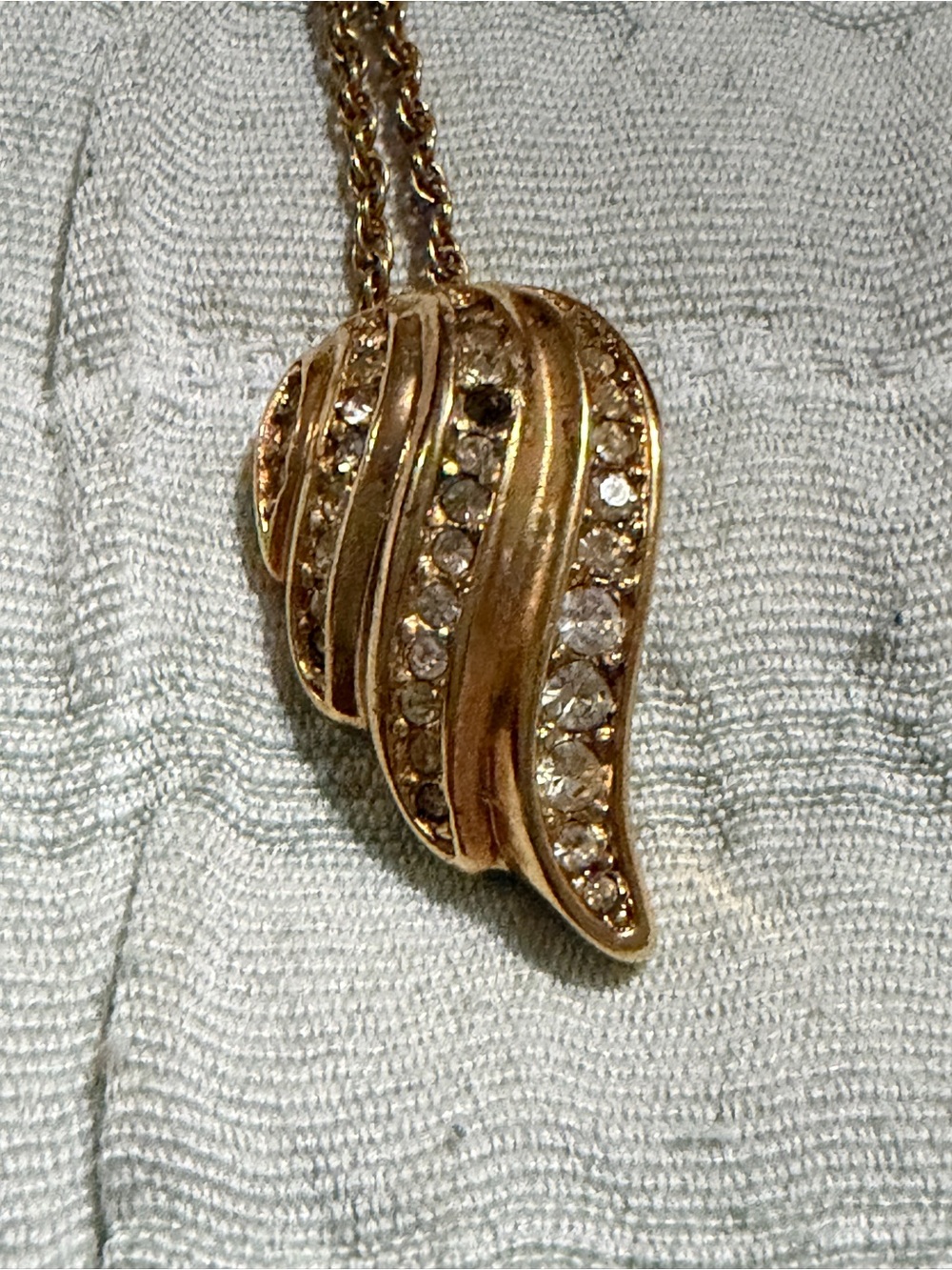 Dior Gold plated Crystal Wing Pendant Necklace